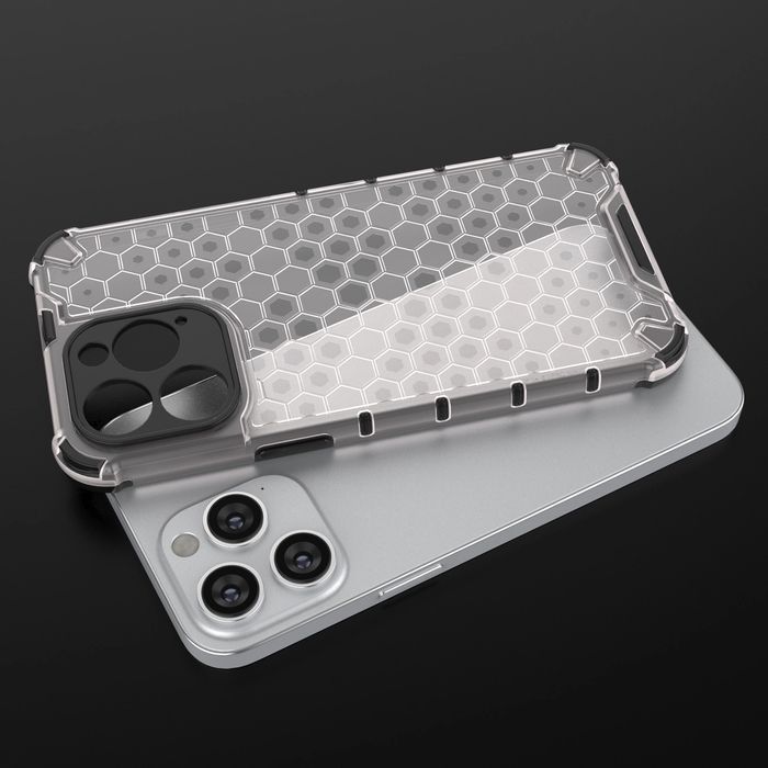 Honeycomb etui iPhone 14 Pro pancerny hybrydowy pokrowiec niebieski