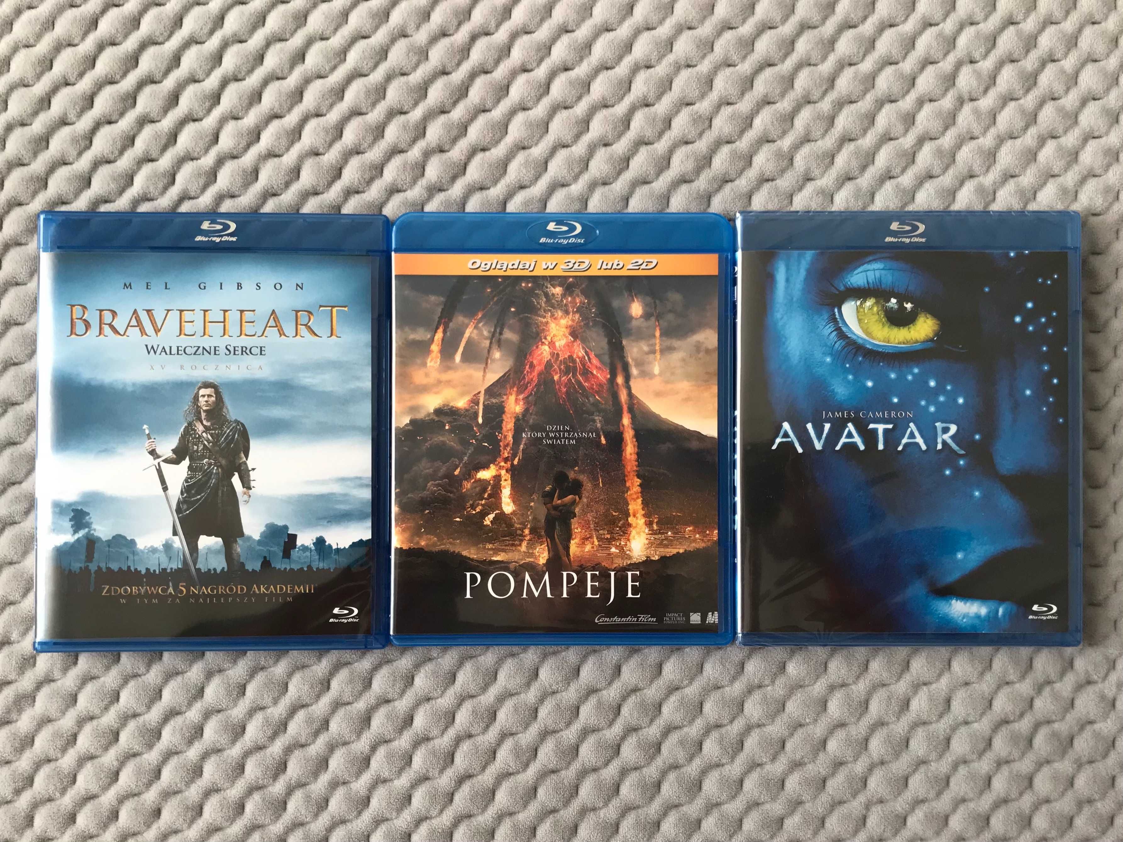 "Braveheart", "Pompeje", "Avatar" - 3 Blu-ray (polski lektor)