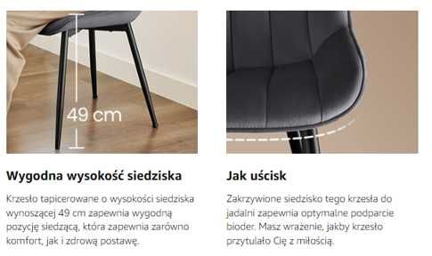 Szare krzesła aksamitne zestaw 2 szt.