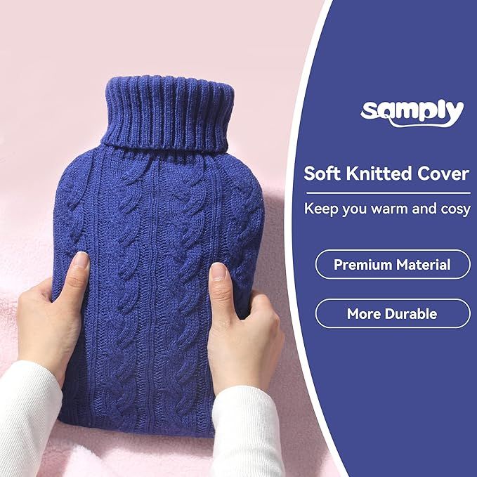 Samply Termofor 2L Z Dzianinowym Pokrowcem Granatowy Ogrzewacz