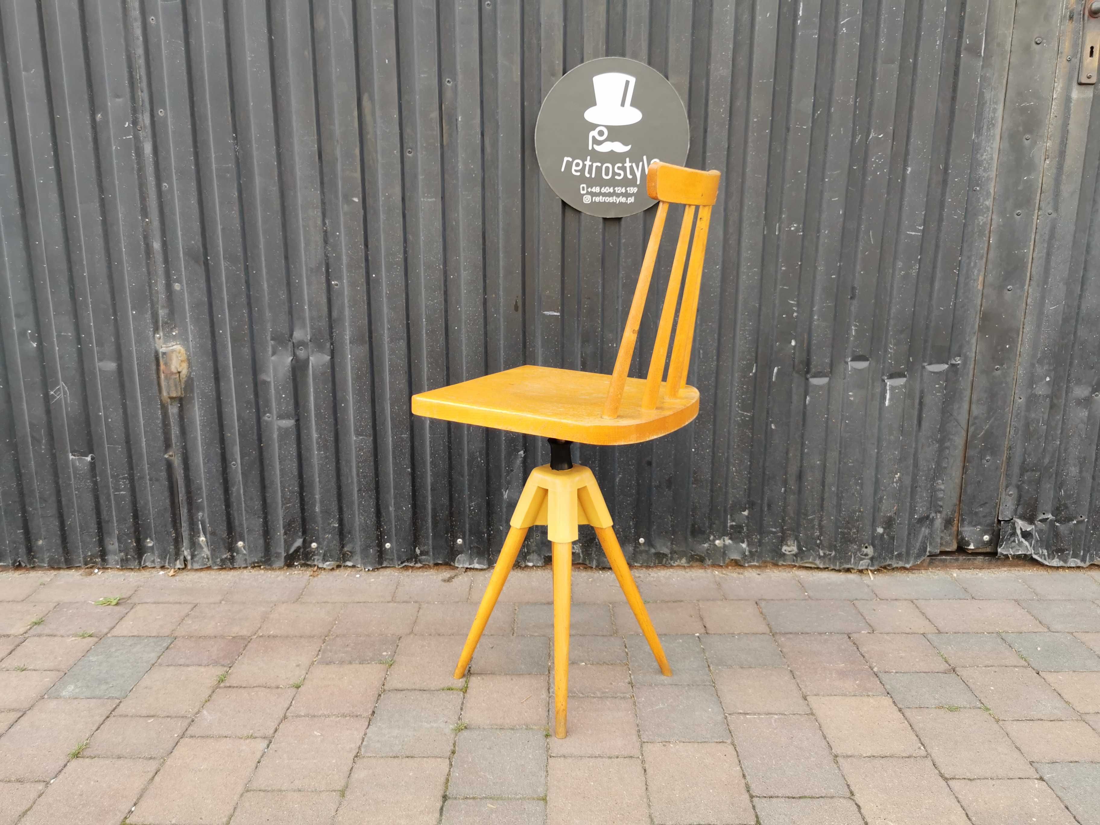 Designerskie krzesło obrotowe, regulowane, Czechosłowacja '60, PRL