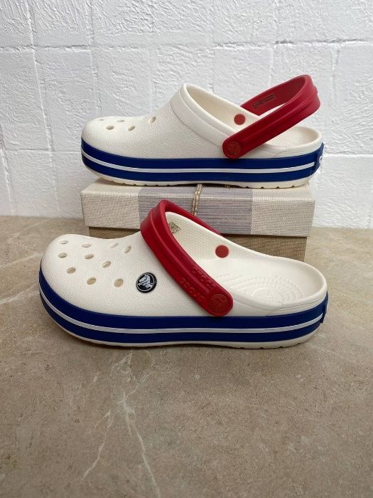 Крокс Крокбенд Білі (35 Колерів Маемо) Crocs Crocband Clog White/Red