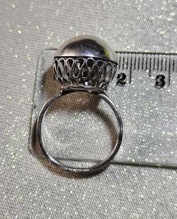 Warmet Orno kopułka srebrny stary pierścionek PRL 19 / 20