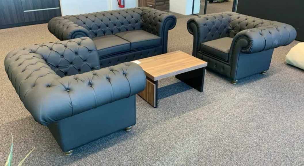Zestaw 2-osobowa sofa + 2 x fotel + stolik kawowy/ zestaw do gabinetu