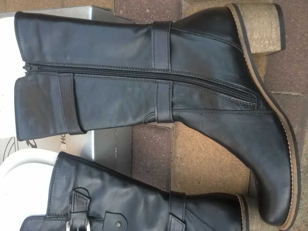 NOWE Buty-Kozaki BOTKI Damskie38 Natural skóra100% CZARNE I-Klasa Gw6m