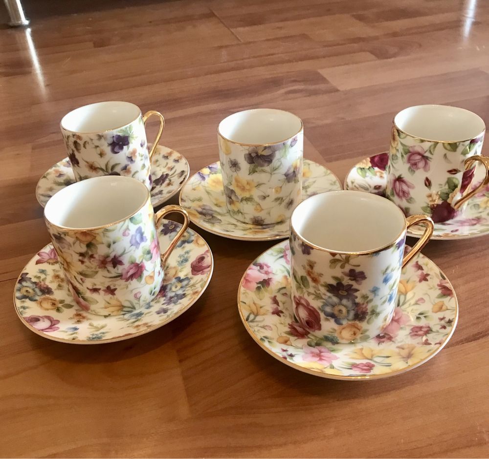 Conjunto 5 chávenas de café MN Decor porcelana fina