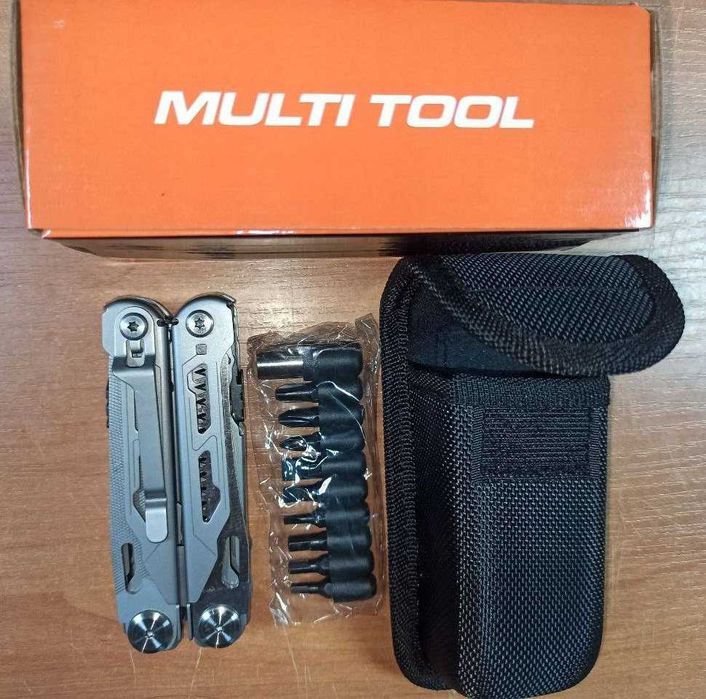 Мультитул MQ062 Silver Тактичний 17в1 + набір біт Multitool