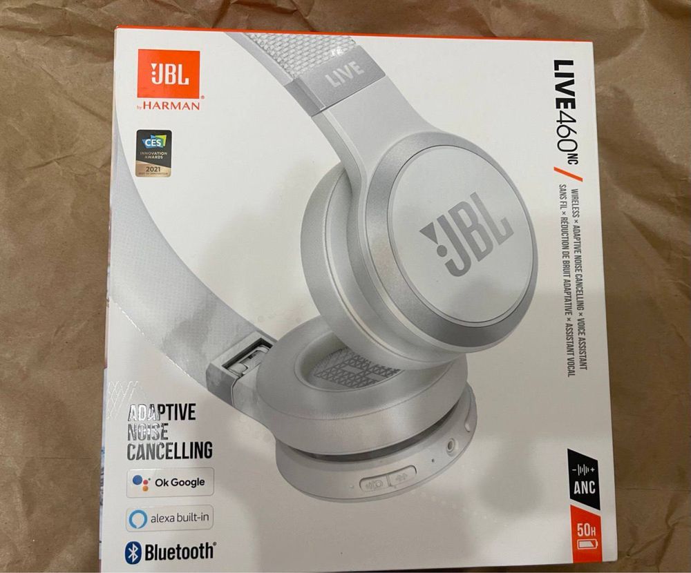 JBL Live 460NC - Białe Słuchawki z Redukcją Hałasu