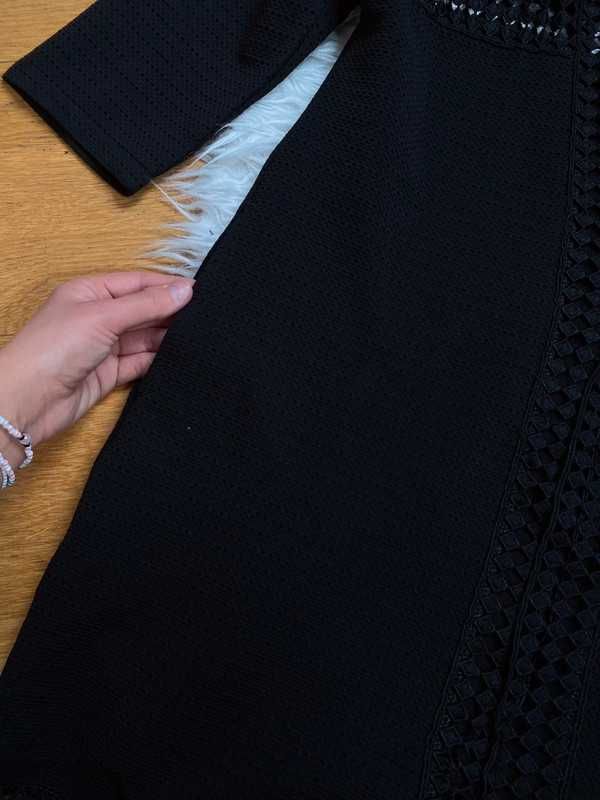 Czarna narzuta, kurtka koronkowa z kieszonkami, rozmiar m layers Paris