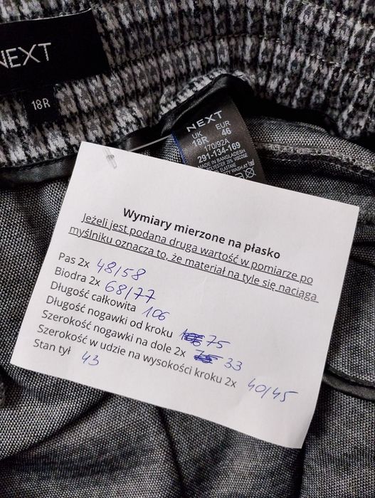 Szare spodnie z szerokimi nogawkami plus size 46