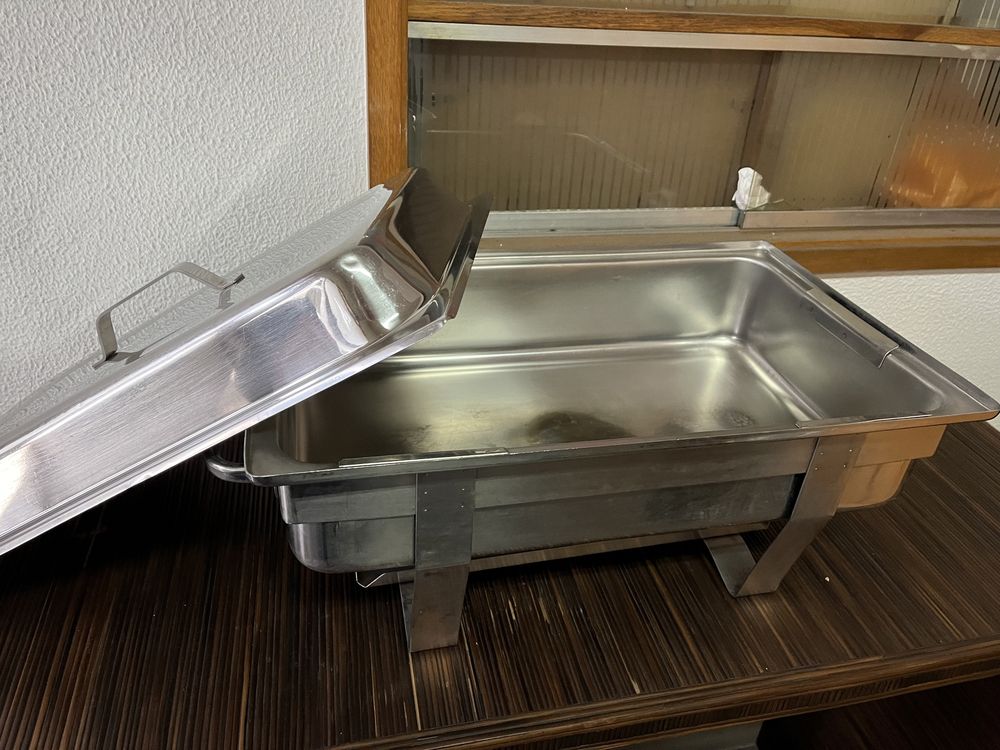 Rechaud Banho Maria em inox covete com 53cm x 32.5 x 13cm altura