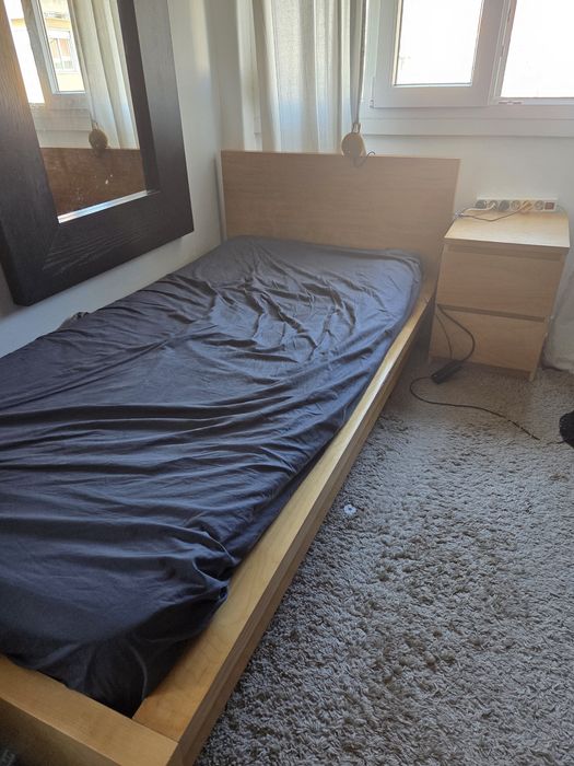 Jogo quarto solteiro cama cabeceira cerejeira