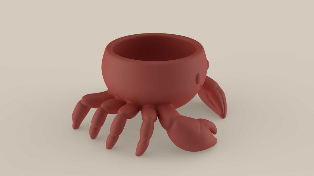Vaso/Suporte Caranguejo Fofo 3D | Decoração Marinha Original