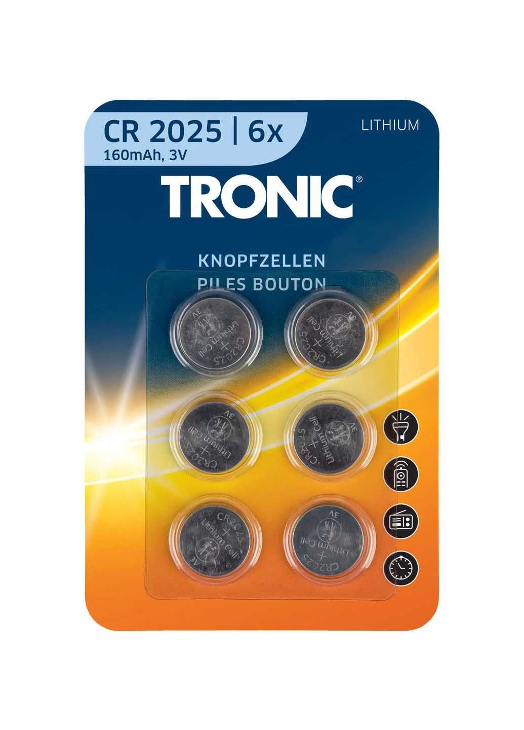 Батарейка TRONIC CR 2025 Lithium, 3V, 6 штук  Німеччина