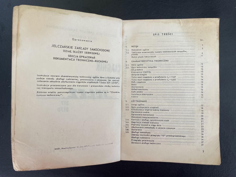Instrukcja obsługi Ciągnik siodłowy JELCZ 317 317D prl kolekcjonerska