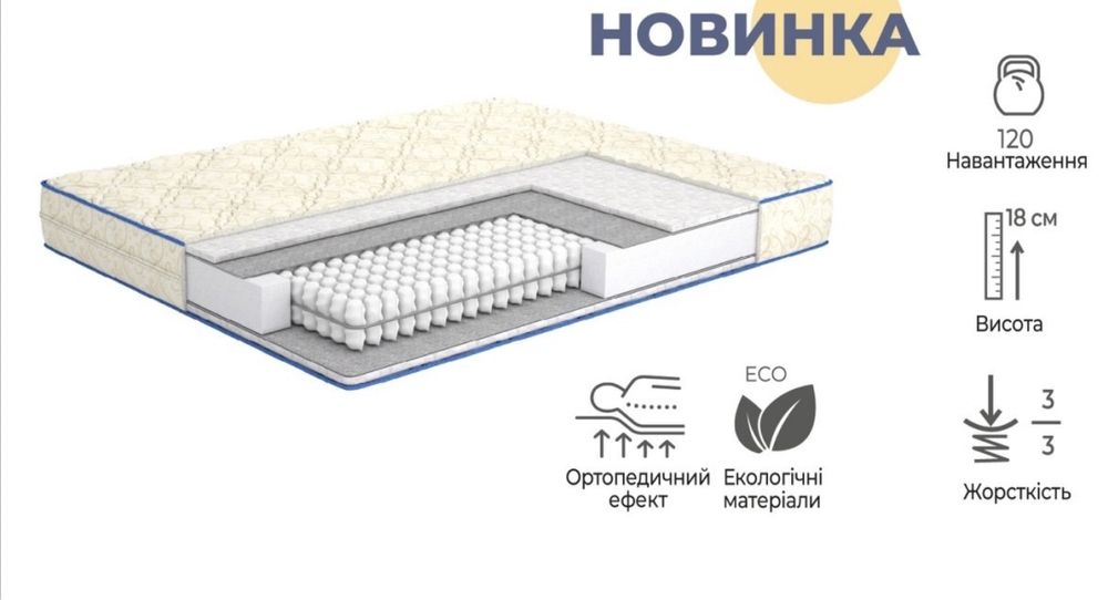 НОВИЙ матрас Ортопедичний матрац незалежні пружини.різні розміри