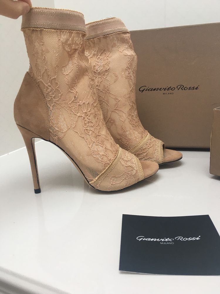 Buty szpilki skora naturalna zamsz Gianvito Rossi 37 moliera 2