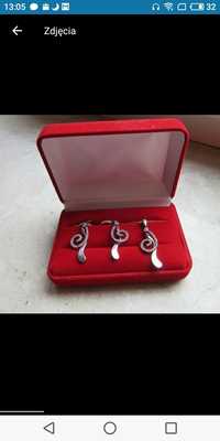 Nowy zestaw prezentowy Srebrna biżuteria muzyka klucz wiolinowy apart