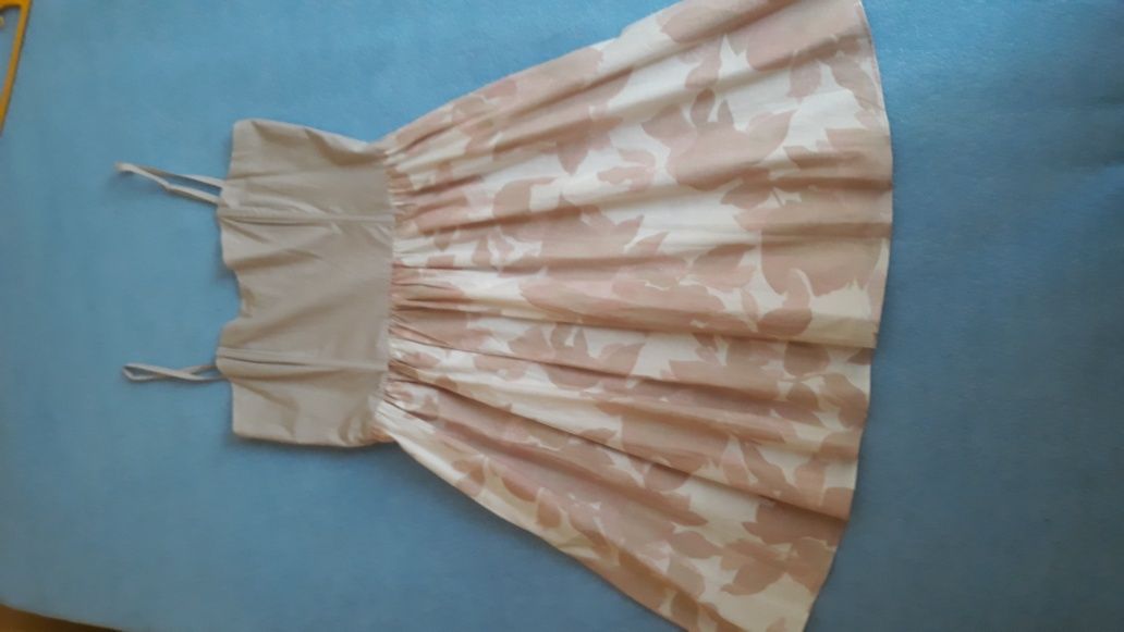 Nowa letnia beżowo-różowa sukienka na ramiączkach H&M, r. 38