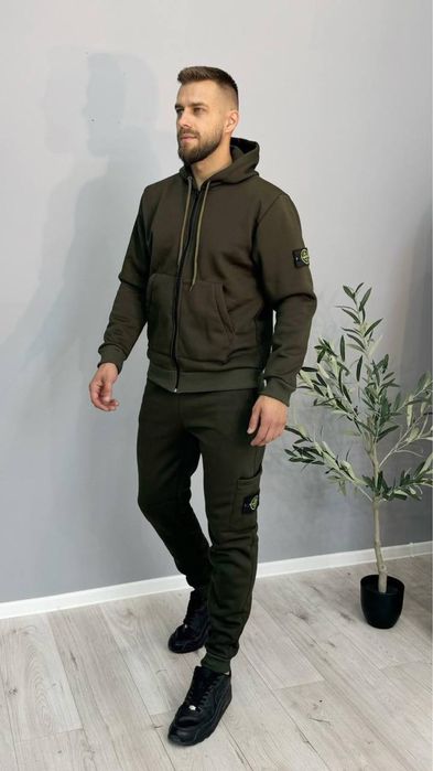 Костюм чоловічий на флісі зіп худі і штани Стоне
