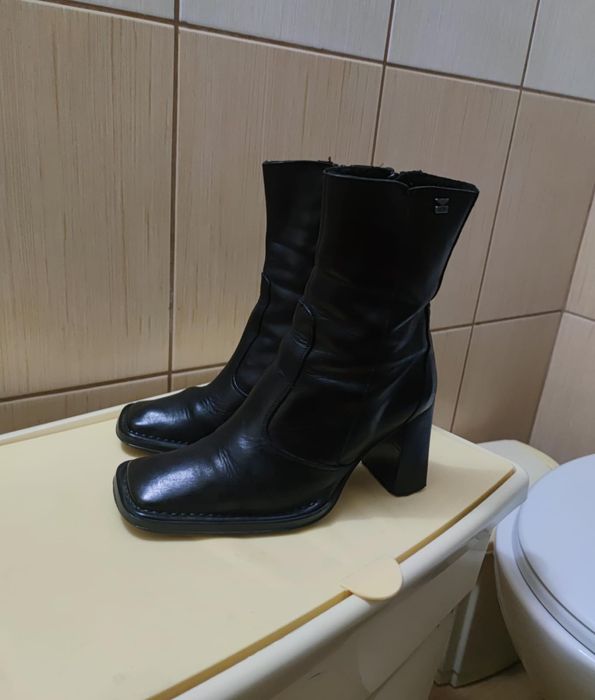 Damskie 37 obuwie buty kozaki Joe Sanchez kwadratowe skórzane botki sz