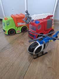 Zestaw zabawek- straż, śmieciarka, helikopter z dźwiękiem