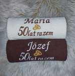 JUBILEUSZ, komplet ręczników z haftem, prezent na rocznicę ślubu,