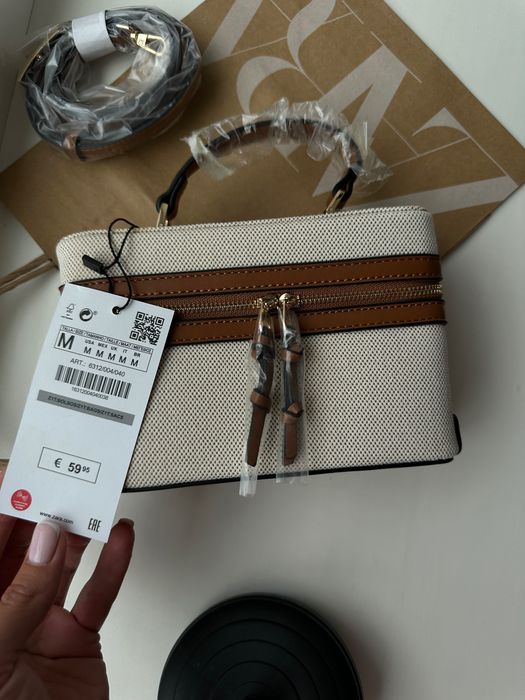 Трендова маленька світла текстильна сумочка Зара Zara