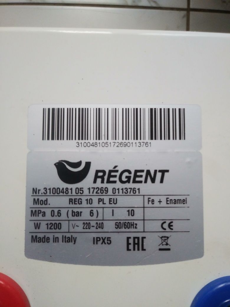 Pogrzewacz wody-bojler 10l REGENT Model REG10