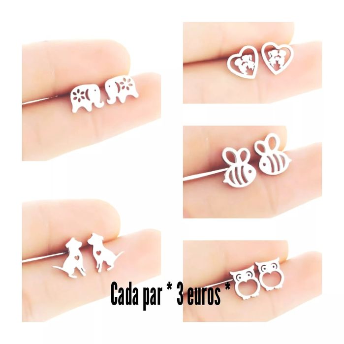 Conjunto de brincos com colar coloridos