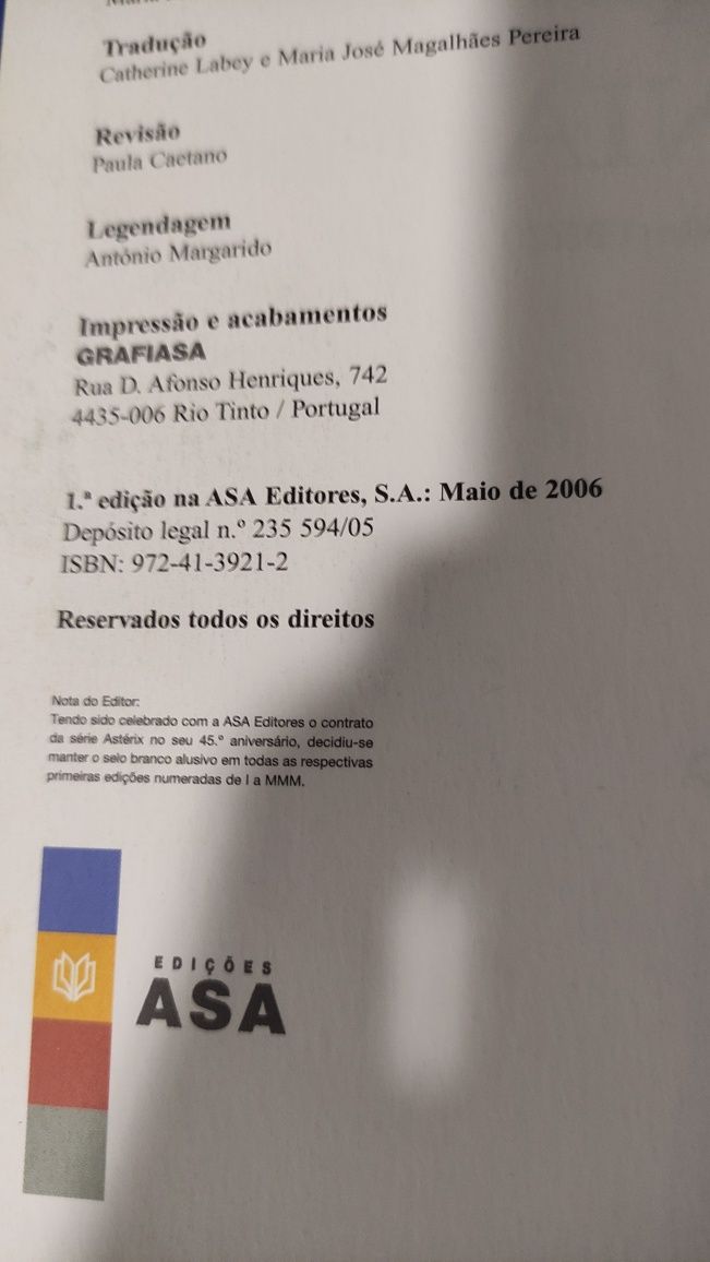 Livro Banda Desenhada Antiga " Asterix " Edição Especial Limitada ,Num