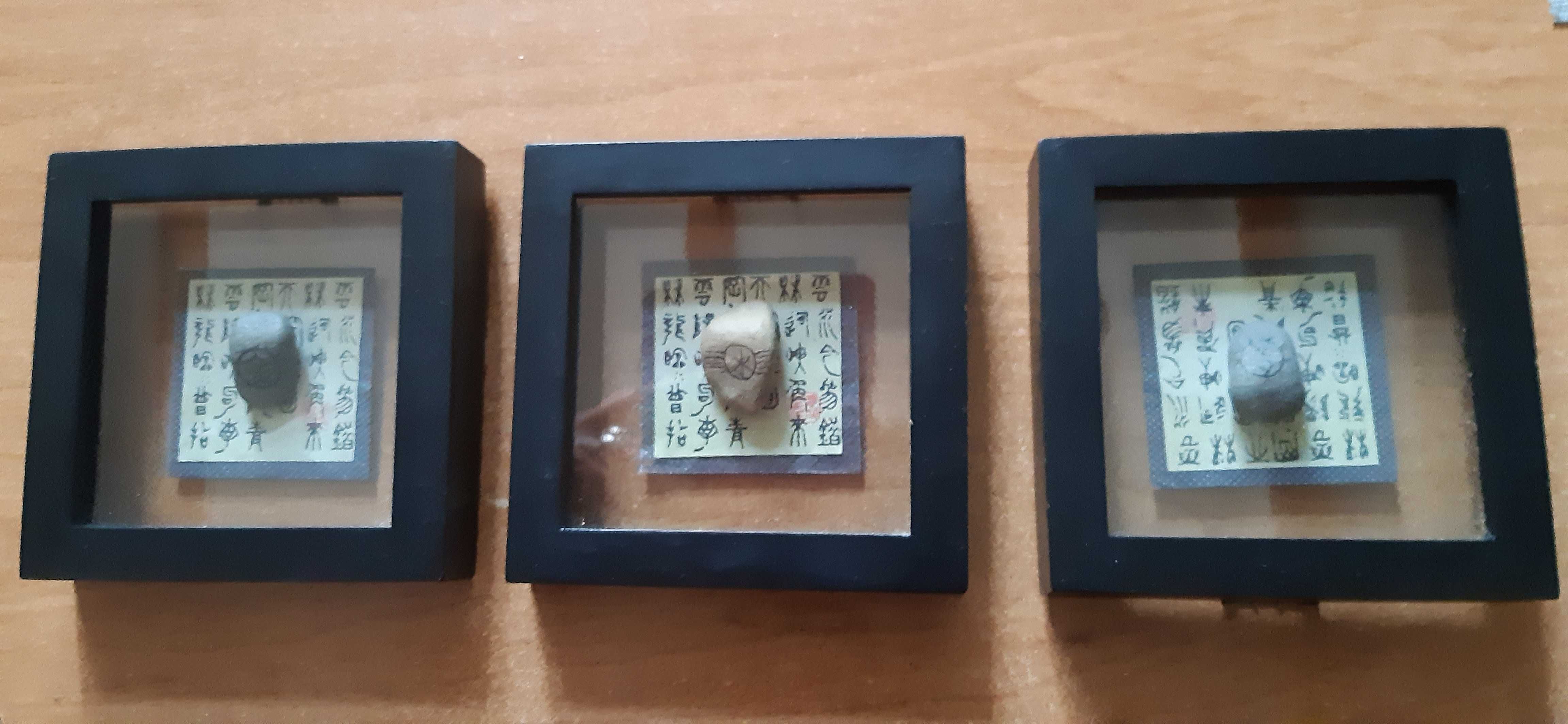 Trzy obrazki motyw chińskie kamienie