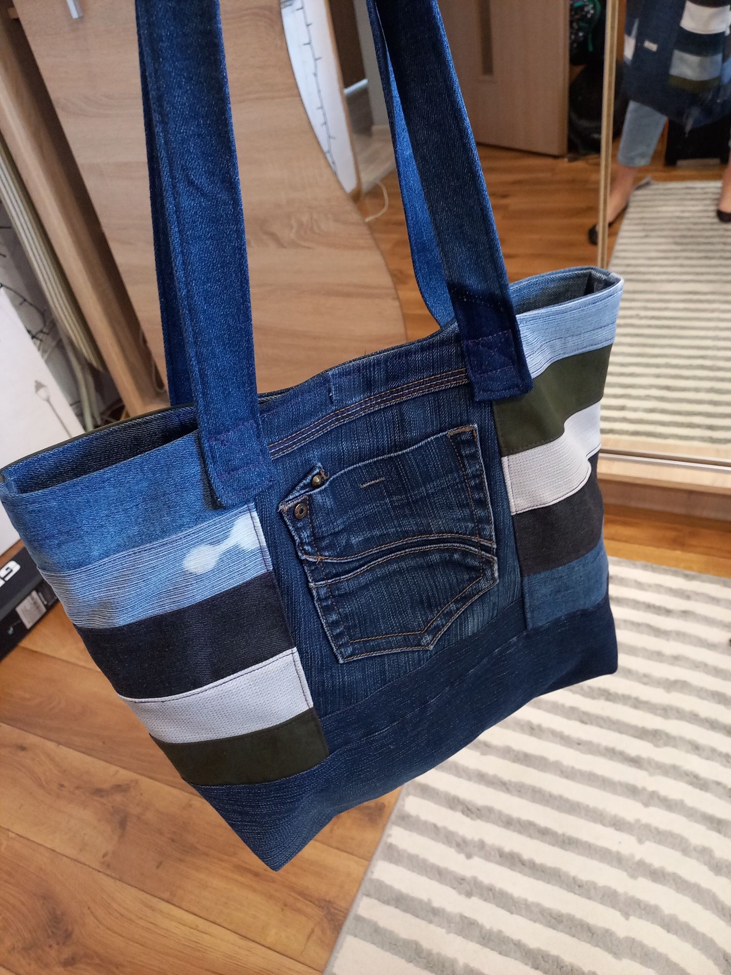 Torba jeansowa dwustronna hand made