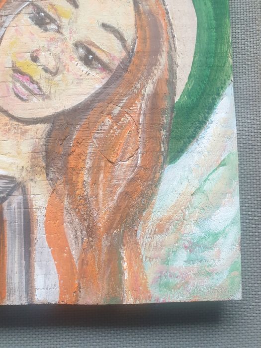 Anioł Opiekuńczy obraz ręcznie malowany na drewnie