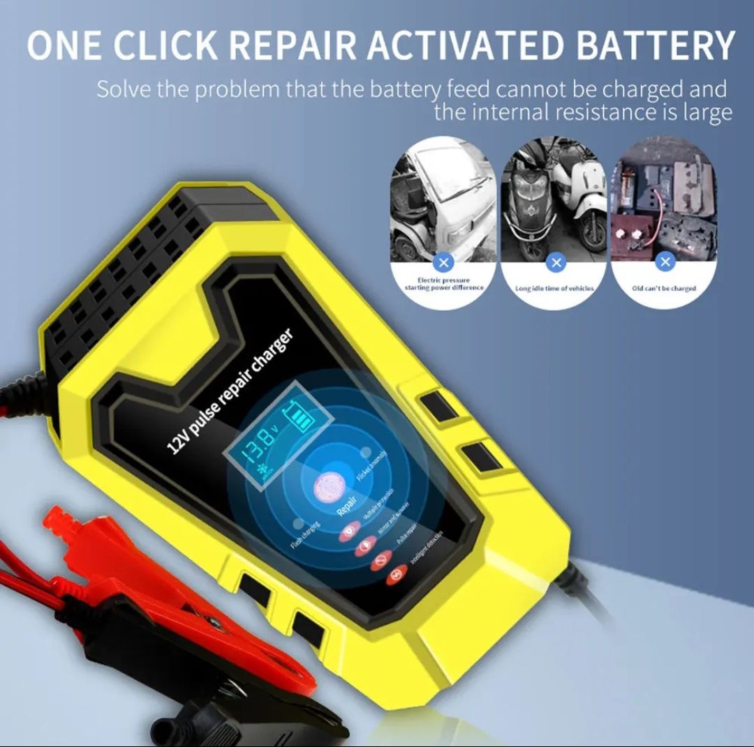 Carregador e reparador de bateria inteligente 12v 6A carro moto NOVO