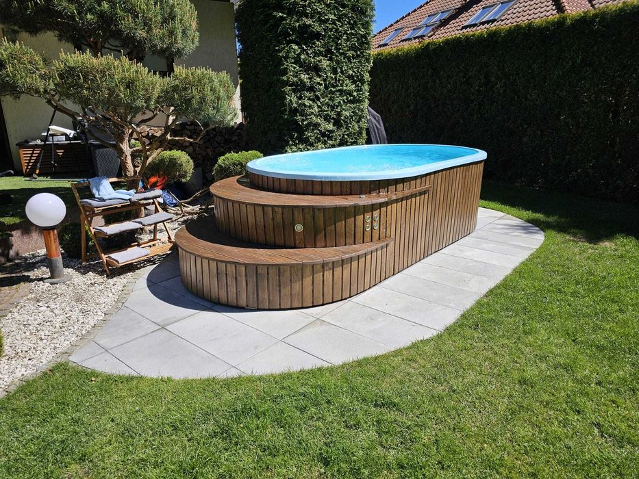 Basen balia jacuzzi nie rozporowy hydromasaż piec pokrywa LED OD RĘKI