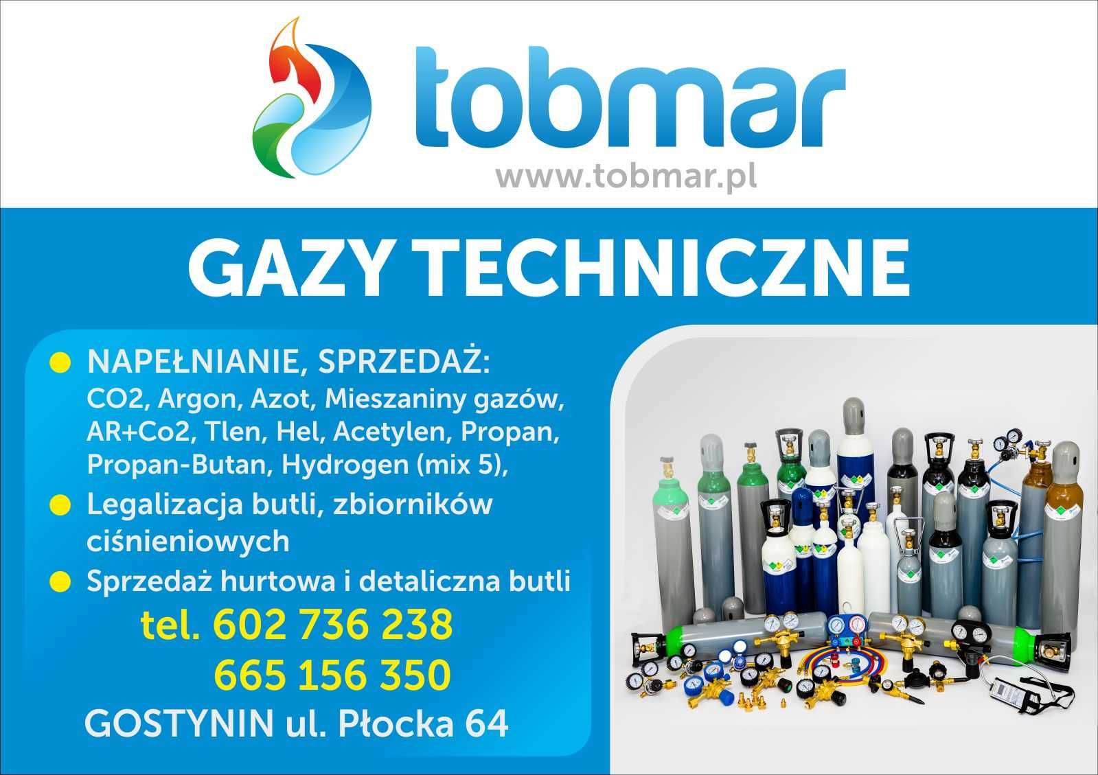Gazy Techniczne Tlen Azot CO2 Argon Mix Propan Butan Hel Hydrogen SODA
