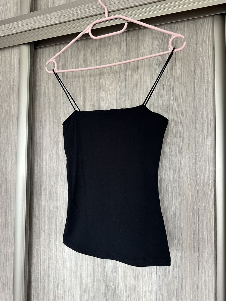 Czarny klasyczny top xxs pull&bear bawełniany na ramiączka bez metek