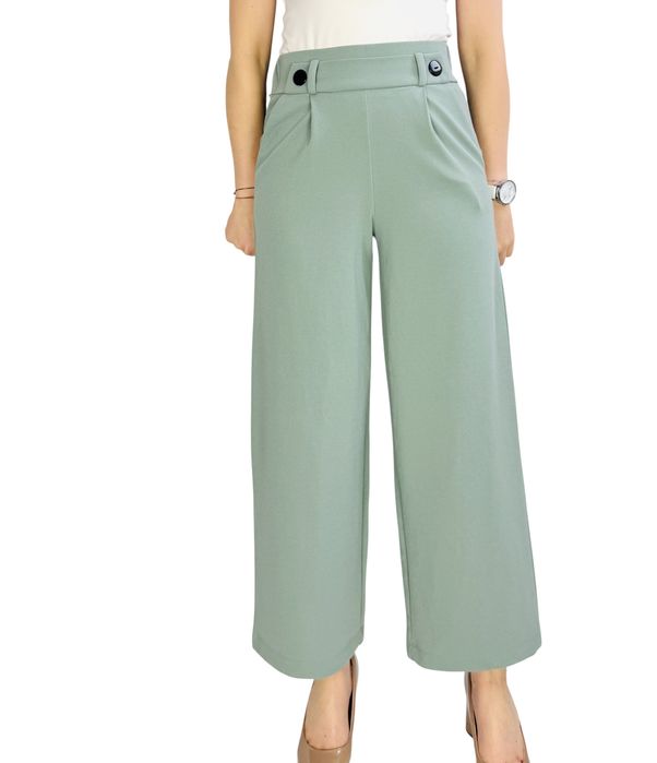 Miętowe spodnie z szeroką nogawką XS 34