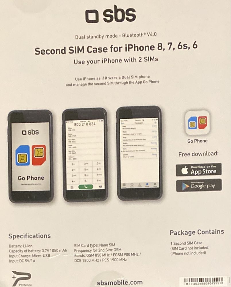 Sistema dual sim para iphone 8, 7, 6 e 6s, novo, ainda selado