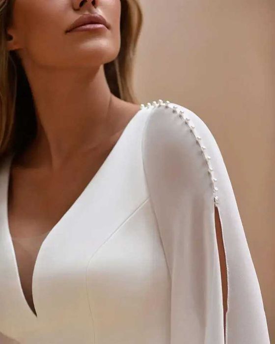 Suknia ślubna #59 linia A regulacja wiązana rękawy rozmiar 38 M