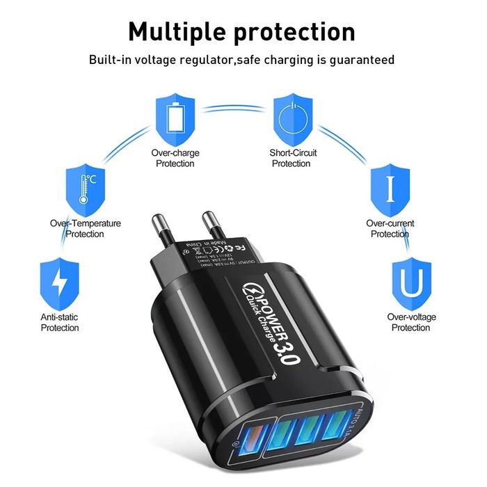 Carregador de 4 portas transformador USB