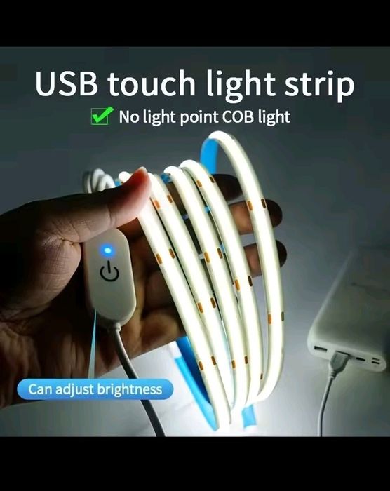 Светодиодна LED лента СОВ 5 метрів біла 5 v USB з сенсорним вимикачем