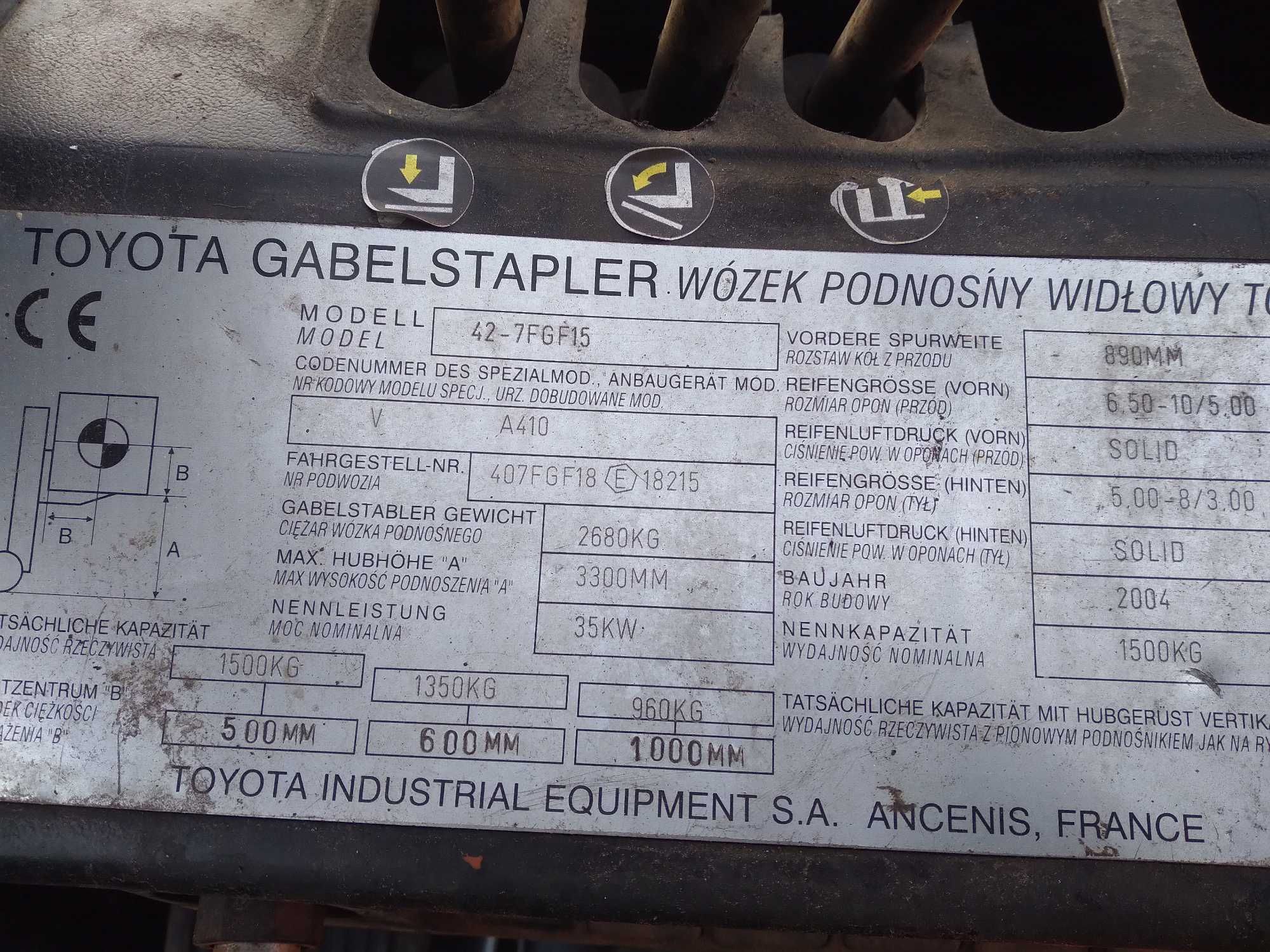 wózek widłowy Toyota 7FG15