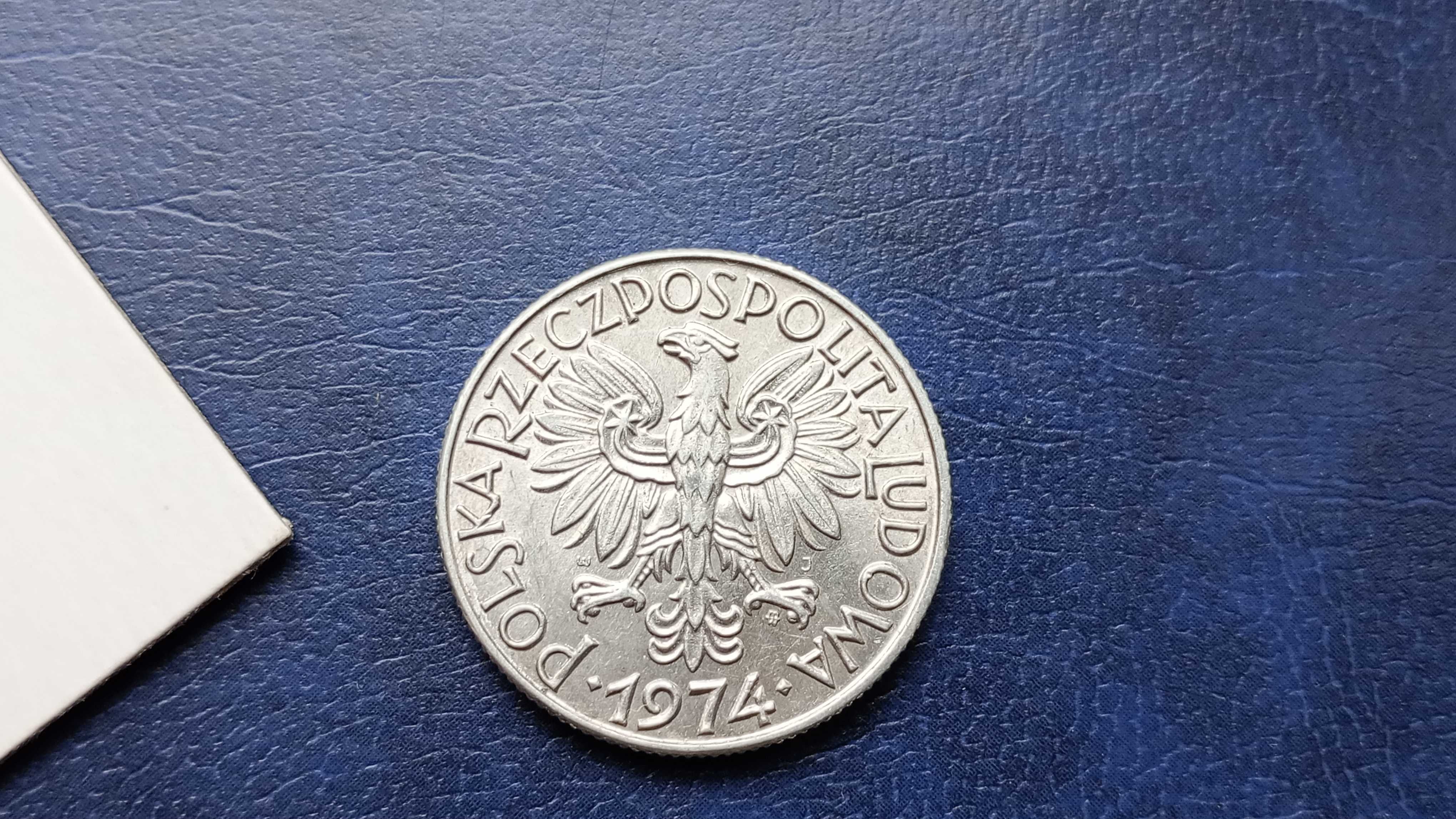 Stare monety Medal 5 zł 1974 Rybak PRL piękna