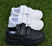 Детские кроссовки кеды белые черные на липучках аля Nike найк р26-29