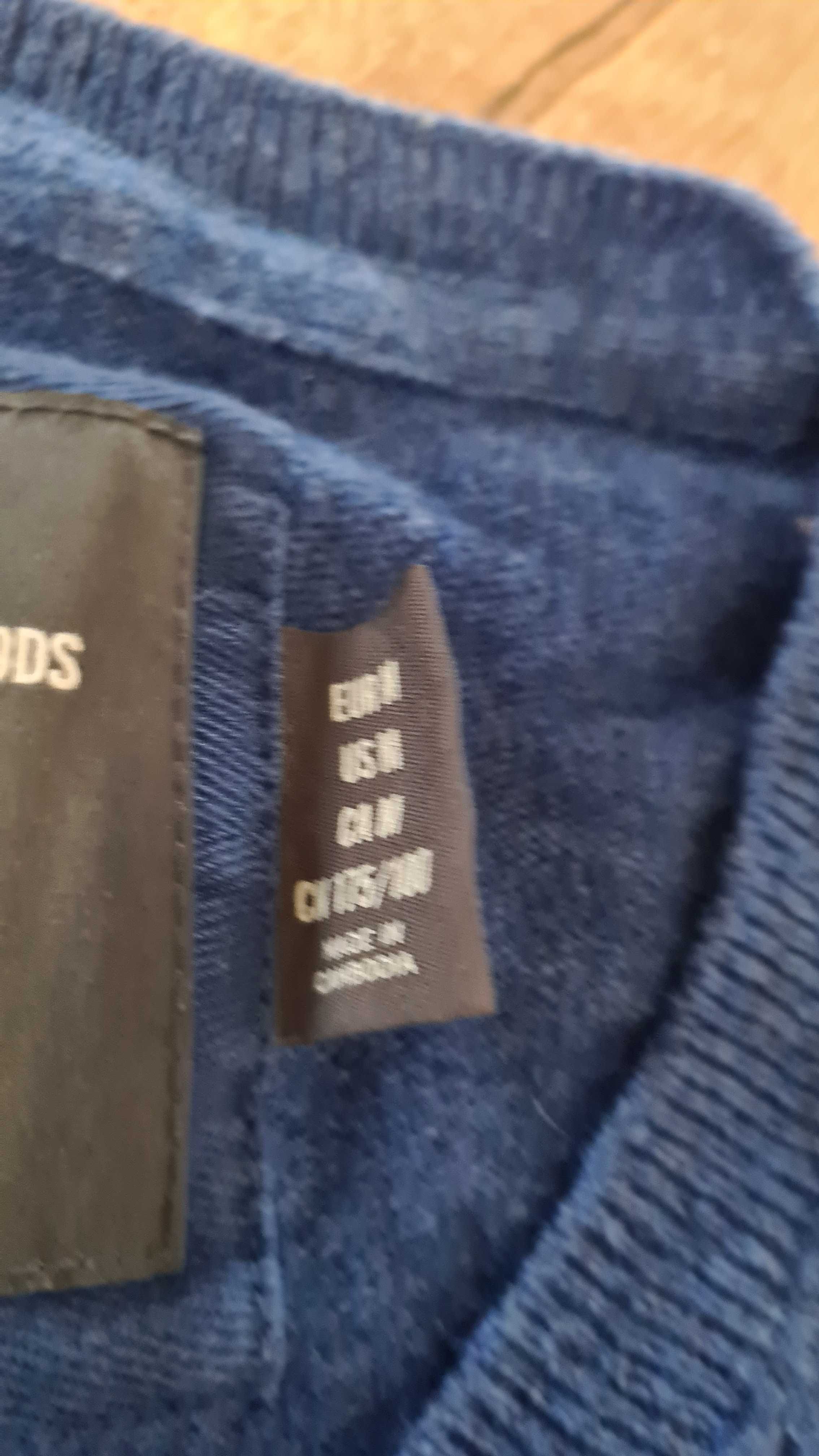Sweter męski 80% Lambswool Wełna Wełniany. Niebieski. Rozmiar M
