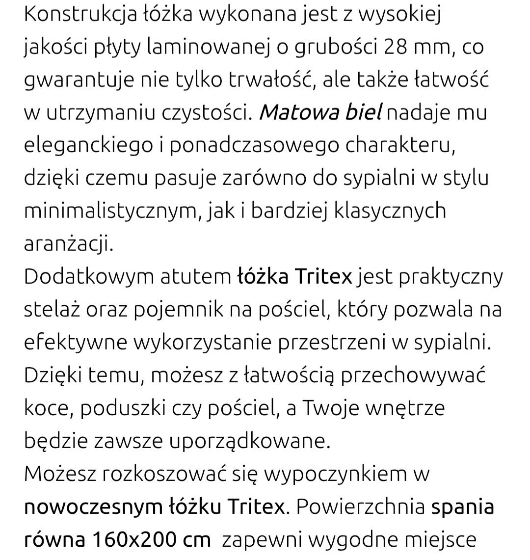 Łóżko z pojemnikiem 160x200