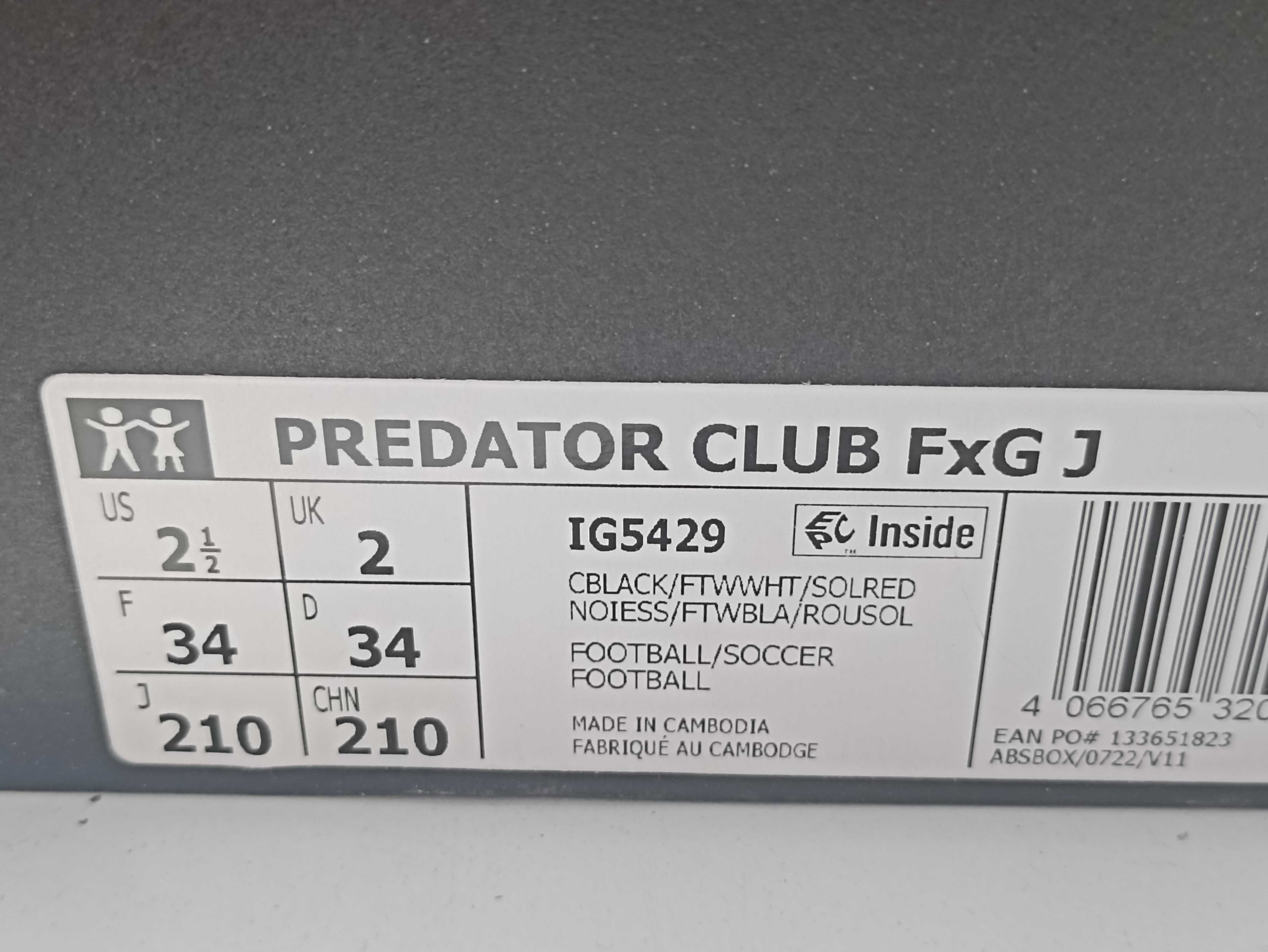 Оригінальні дитячі копи бутси adidas predator club 34 розмір