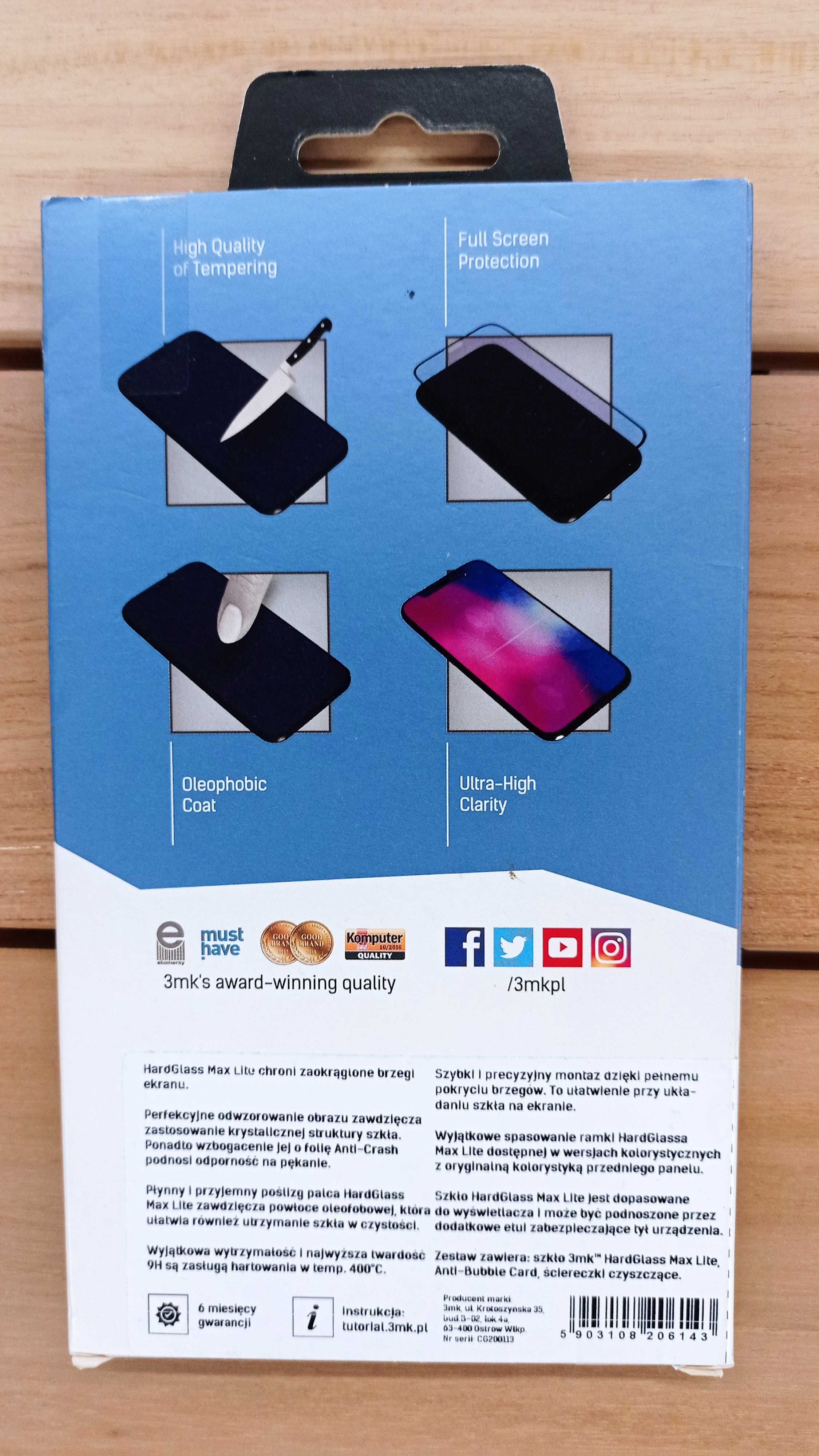 Motorola One Action Black - 3mk HardGlass Max Lite